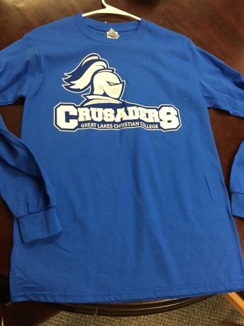 blue long sleeve Crusaders tee shirt